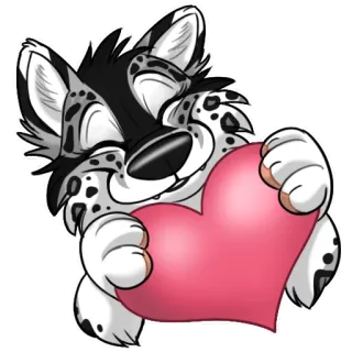 ❤️ Desenho animado, Coração, Animal, Amor, Fofo, Lobo, Afeição telegram sticker