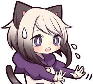 😓 Anime, Neko-fille, Mignon, Kawaii, Nerveux/Nerveuse, Inquiet/Inquiète whatsapp sticker