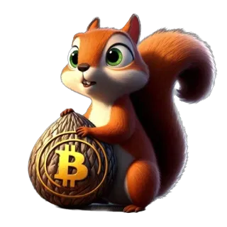 🫥 ardilla, bitcoin, criptomoneda, nuez, animal, moneda digital telegram sticker