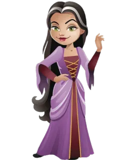 💁‍♀ cartone animato, donna, viola, vestito, principessa telegram sticker
