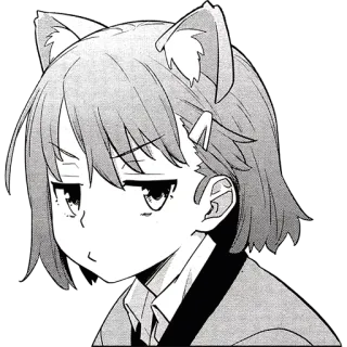 😒 cat ears, anime girl, manga, cute, expression, fox ears telegram sticker