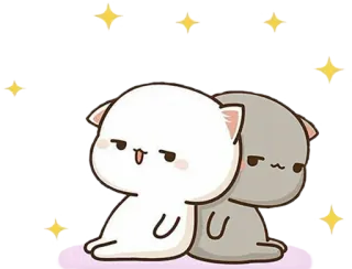 😏 chat, mignon, kawaii, dessin animé, autocollant, Peach et Goma whatsapp sticker