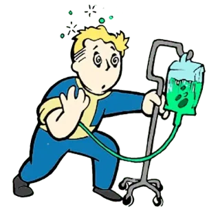 💉 Vault Boy Fallout videospiel, fallout, vault-tec, verletzt telegram sticker