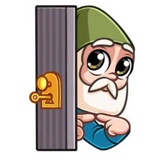 🥺 gnomo, porta, espreitando, desenho animado, fofo, adesivo telegram sticker