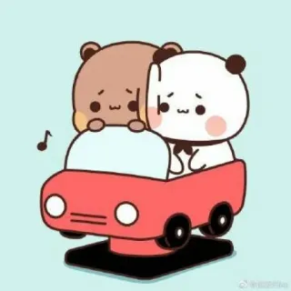 🍓 osos, dibujos animados, animales, coche, bonito, ilustración whatsapp sticker