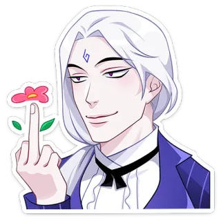 🖕 นิ้วกลาง, ดอกไม้, ก้าวร้าว, อนิเมะ, สติกเกอร์, ท่าทาง, ไม่เคารพ telegram sticker