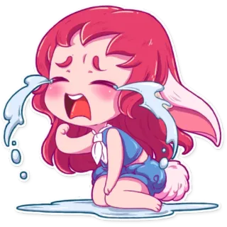 😭 chorando, triste, chateado, anime, mangá, lágrimas, coelho telegram sticker
