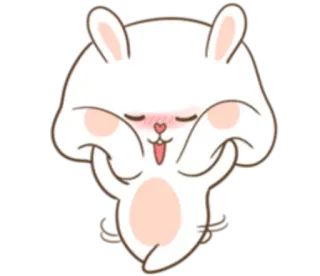 😐 cute, bunny, rabbit, cartoon, animal, happy telegram sticker