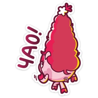 👋 YAO! cartoon, character, pink, exclamation, angry, cute telegram sticker