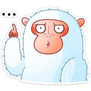 ☝️ Мультфильм, Йети, Обезьяна, Думает, Смущенный, Размышляет telegram sticker