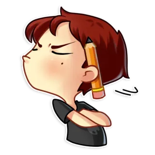 😒 cartone animato, frustrazione, matita, emozione, artista, pensare telegram sticker