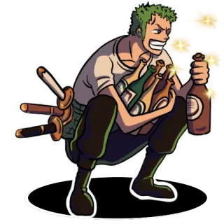 🍷 Zoro One Piece Zoro, One Piece, Anime, Trinken, Schwerter, Cartoon telegram sticker