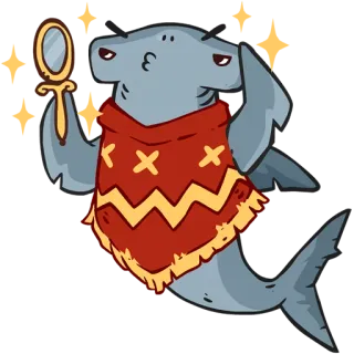 🙎 shark, cartoon, mirror, funny, cute, animal telegram sticker