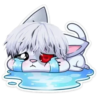 😭 cat, anime, sad, crying, cartoon, kawaii, manga, sticker telegram sticker