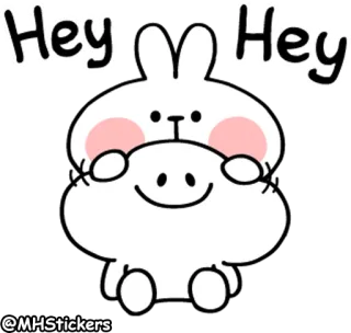 👉 Hey Hey mono, conejo, pegatina, dibujos animados, animal, kawaii whatsapp sticker