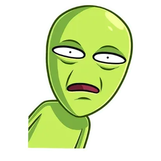 😳 Alien, Grün, Cartoon, Lustig, Gesicht, Ausdruck telegram sticker