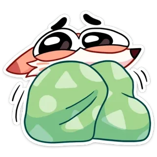 😐 fox, animal, cute, sticker, cartoon, blanket telegram sticker