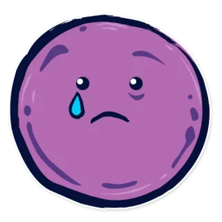 😢 triste, llorando, lágrima, morado, círculo, emoción, sentimiento, dibujo animado telegram sticker