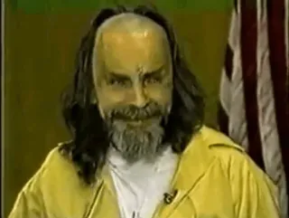 😐 Charles Manson Charles Manson, tueur en série, crime, chef de culte, true crime telegram sticker