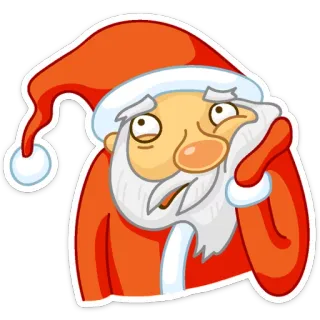😑 Santa Claus Père Noël, Noël, Fêtes, Dessin animé, Mignon, Barbe, Chapeau, Rouge whatsapp sticker