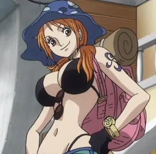 💵 Nami One Piece アニメ, マンガ, ワンピース, ナミ, キャラクター, ビキニ, 麦わら海賊団 whatsapp sticker