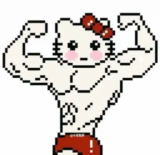 🍓 Hello Kitty hello kitty, muscle, fitness, pixel art, character, cute telegram sticker