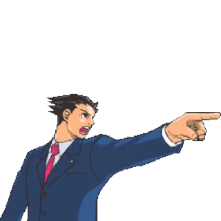 👉 Phoenix Wright Ace Attorney Phoenix Wright, Ace Attorney, Objeção, Apontando, Advogado, Anime, Video game telegram sticker