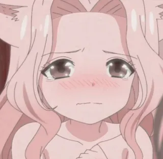 🥺 anime, garota, chorando, triste, kawaii, cabelo rosa, lágrimas telegram sticker