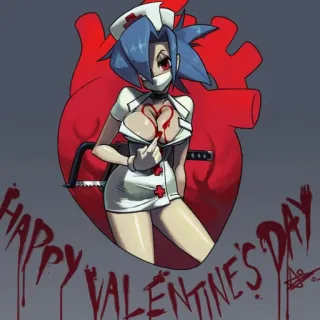 🌡 HAPPY VALENTINE'S DAY perawat, anime, hati, hari Valentine, darah, gergaji mesin telegram sticker