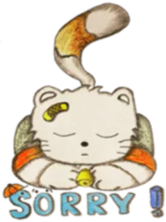 😔 SORRY! gato, desculpa, desculpe, fofo, desenho animado, animal, arrependido telegram sticker