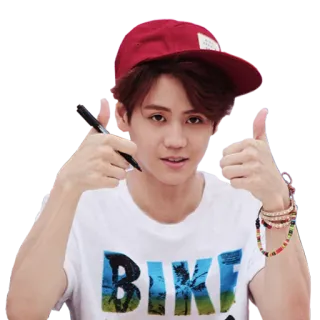 👍 BIKE! boy, thumbs up, male, cap, pen, bike telegram sticker