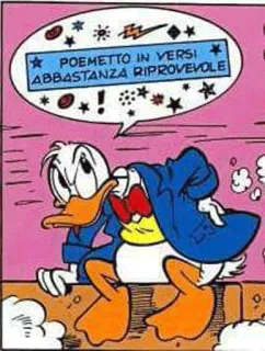 🙊 Donald Duck POEMETTO IN VERSI ABBASTANZA RIPROVEVOLE dessin animé, canard, BD, italien telegram sticker