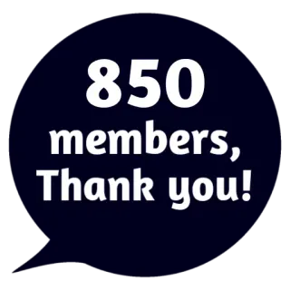 😵 850 members, Thank you! membros, obrigado, comunidade, celebração, conquista telegram sticker