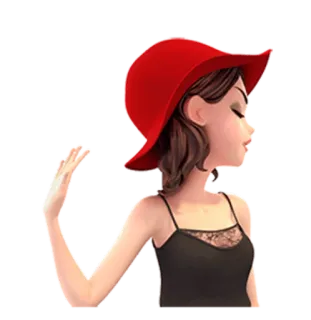 😤 wanita, topi merah, mode, elegan, chic whatsapp sticker