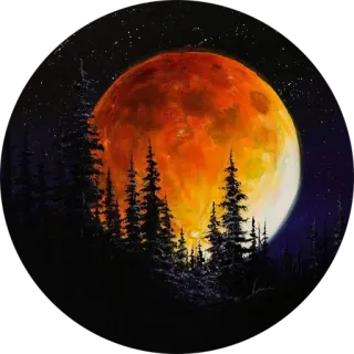 🌳 moon, nature, night, trees, forest, sky, landscape, celestial whatsapp sticker