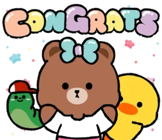 ⭐ CONGRATS 축하, 축하, 귀여운, 카와이, 스티커, 인사 telegram sticker