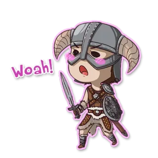 😦 Dragonborn Skyrim Woah! skyrim, dragonborn, pedang, zirah, video game telegram sticker