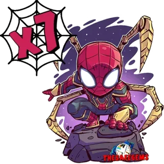 😍 Spider-Man x7 spider-man, marvel, super-herói, desenho animado, vingadores, iron spider, fan art telegram sticker