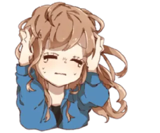 😢 anime, girl, worried, stress, cartoon, character, nervous telegram sticker