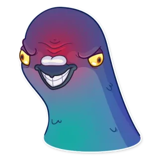 😈 นก, การ์ตูน, น่าขนลุก, ชั่วร้าย, สัตว์ประหลาด, นกพิราบ telegram sticker
