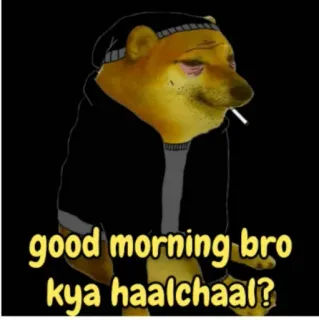 ☀️ Cheems Doge memes good morning bro kya haalchaal? telegram sticker
