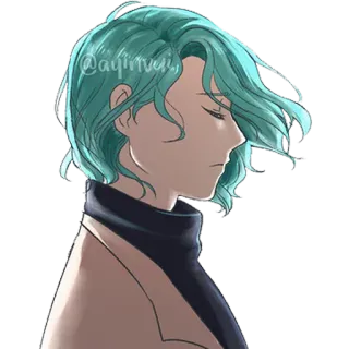 😞 @ayimuvi arte, ritratto, capelli blu, illustrazione, profilo telegram sticker
