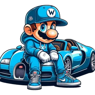 🚙 Mario 马里奥, 卡通, 角色, 瓦里奥, 超级马里奥, 汽车 telegram sticker