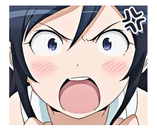 😠 アニメ, 怒り, イライラ, イライラ, 顔, 女性 telegram sticker