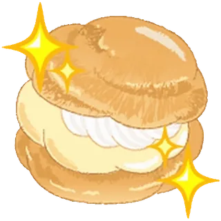 😊 bomba de crema, postre, pastelería, comida, dulce, antojo whatsapp sticker