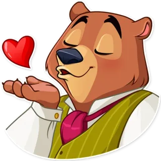 😘 หมี, หัวใจ, การ์ตูน, สัตว์, น่ารัก, ความรัก, ทักทาย telegram sticker