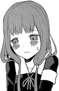 😊 Anime, Manga, Mädchen, Porträt, Schwarzweiß, Cartoon telegram sticker