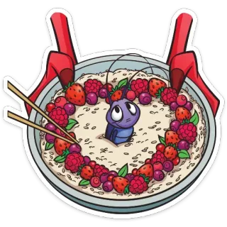 🍜 hormiga, comida, sushi, dibujos animados, bayas, postre, lindo whatsapp sticker