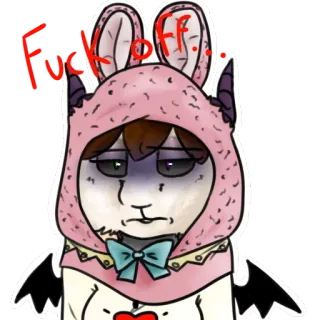 😡 Fuck off. bunny, offensive, demon, pink, hoodie whatsapp sticker