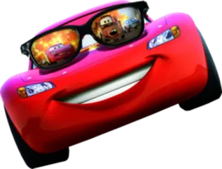 😎 Lightning McQueen Cars auto, cartone animato, occhiali, Saetta McQueen, Disney, Pixar telegram sticker
